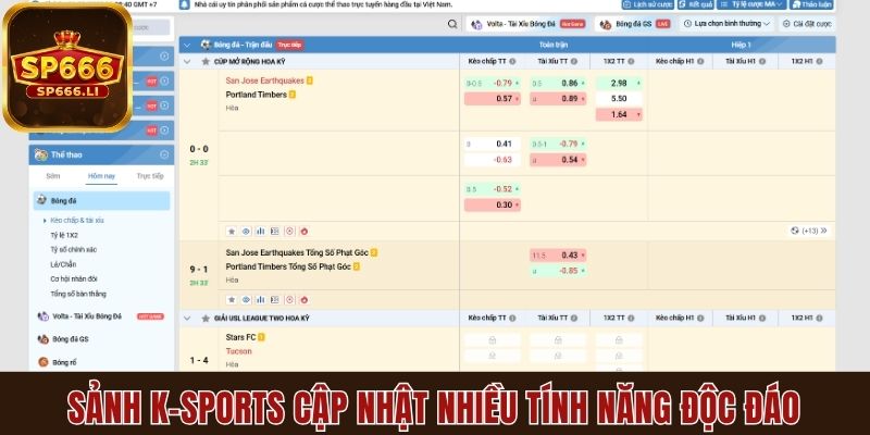 Sảnh K-Sports cập nhật nhiều tính năng độc đáo