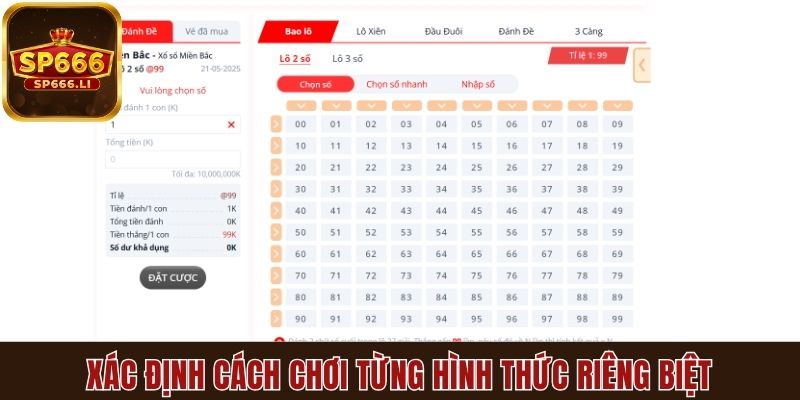 Xác định cách chơi từng hình thức riêng biệt